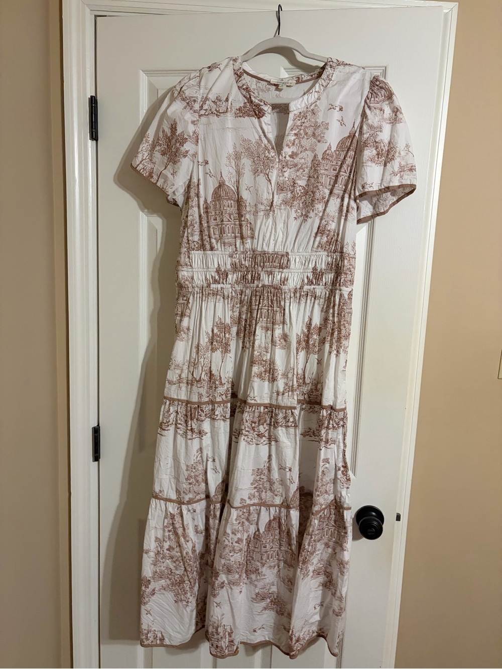 Umgee White and Tan Scenic Maxi Dress